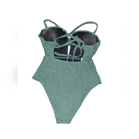 Womens Cupshe, size medium green 1 piece swimsuit, NEW WITH TAGS!!! - Picture 3 of 4